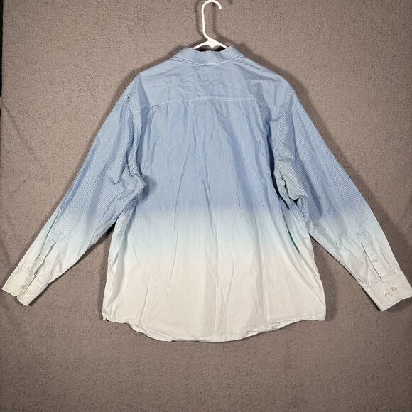 Tommy Bahama Pima Cotton Button Down Shirt Blue White Stripe Mens Size 2XL Ombre - Picture 10 of 13